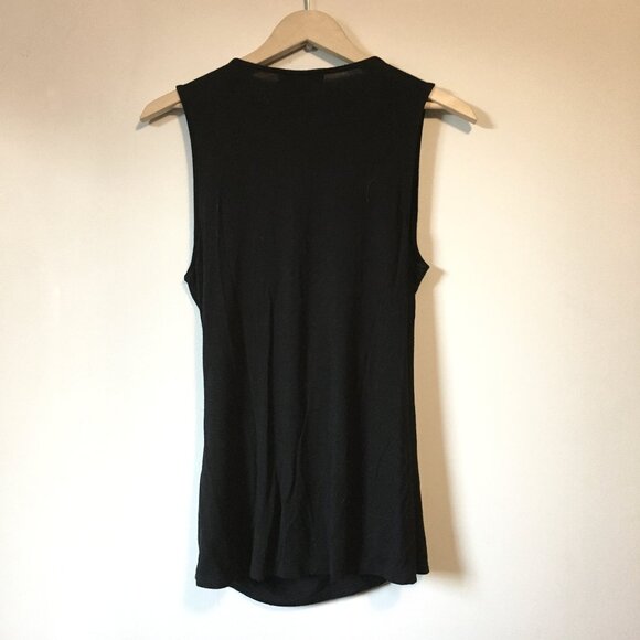 Black Ruffled Collar & Stitchwork Whimsigoth Wrap Tank Top - Picture 2 of 16